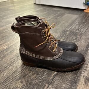 Vintage LL Bean Maine Hunting Shoe Duck Boot Womens 10 Dark Brown Leather Rubber